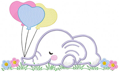 Elephant Sleeping with Balloons - Applique