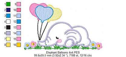Elephant Sleeping with Balloons - Applique