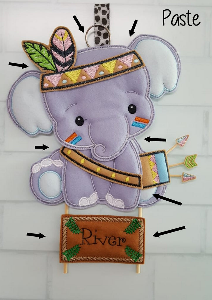 Elephant Boho Ornament - ITH Project - Machine Embroidery Design