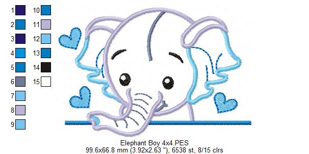 Elephant Boy and Girl - Set of 2 designs - Applique