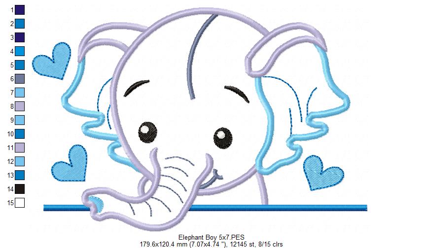 Elephant Boy and Girl - Set of 2 designs - Applique