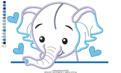 Elephant Boy and Girl - Set of 2 designs - Applique