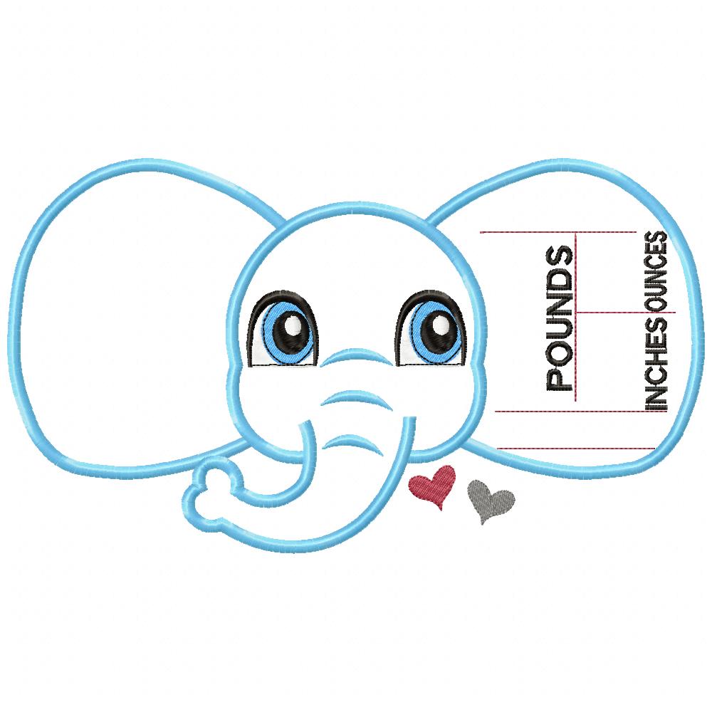 Baby Boy Elephant Birth Announcement Template - Applique