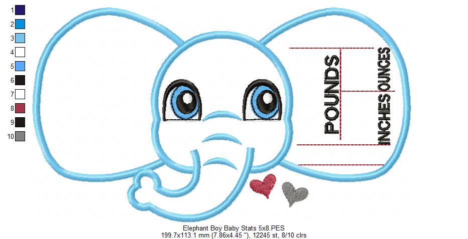 Baby Boy Elephant Birth Announcement Template - Applique