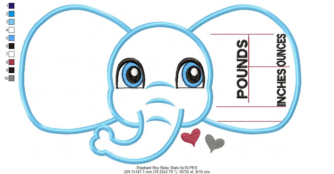 Baby Boy Elephant Birth Announcement Template - Applique