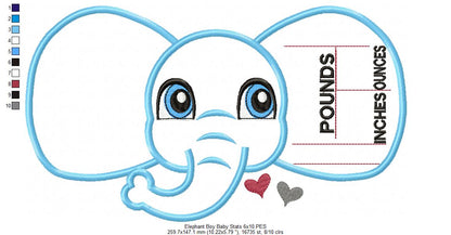 Baby Boy Elephant Birth Announcement Template - Applique