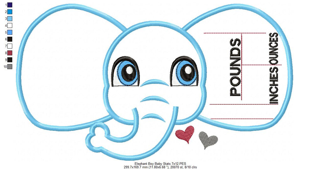 Baby Boy Elephant Birth Announcement Template - Applique