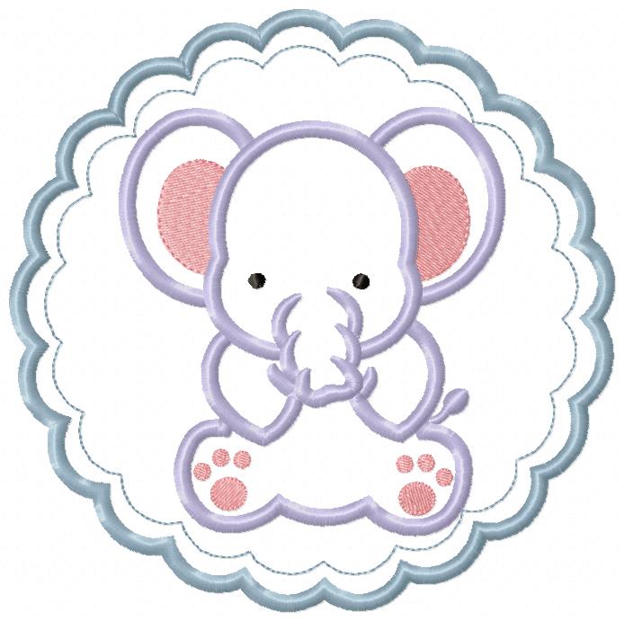 Elephant Boy and Frame - Applique