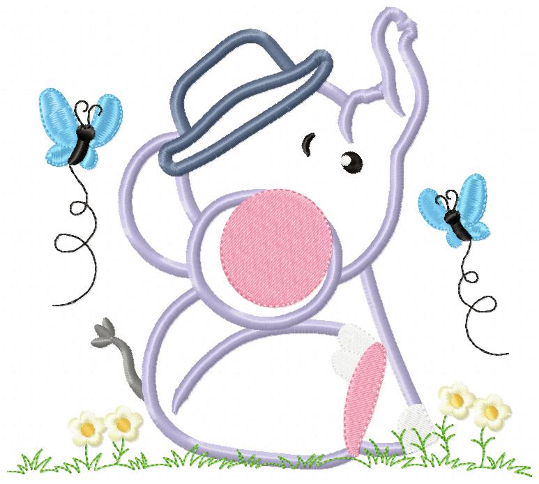 Elephant Boy with Hat - Applique