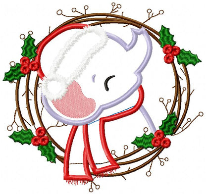 Christmas Elephant Wreath - Applique