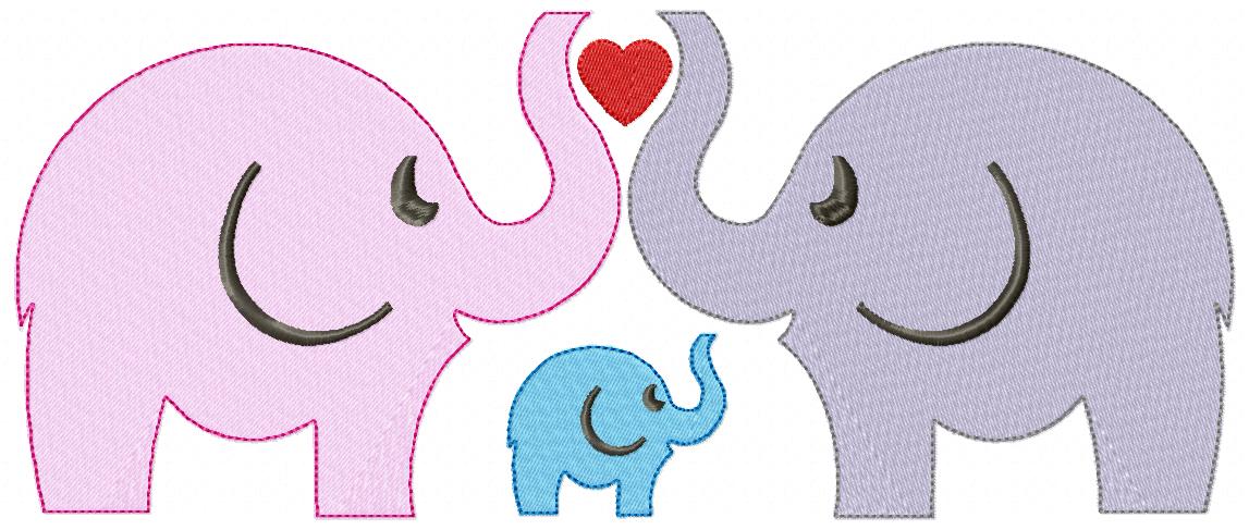 Elephant Family - Fill Stitch