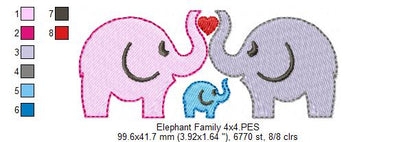 Elephant Family - Fill Stitch