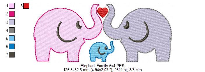 Elephant Family - Fill Stitch