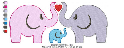 Elephant Family - Fill Stitch