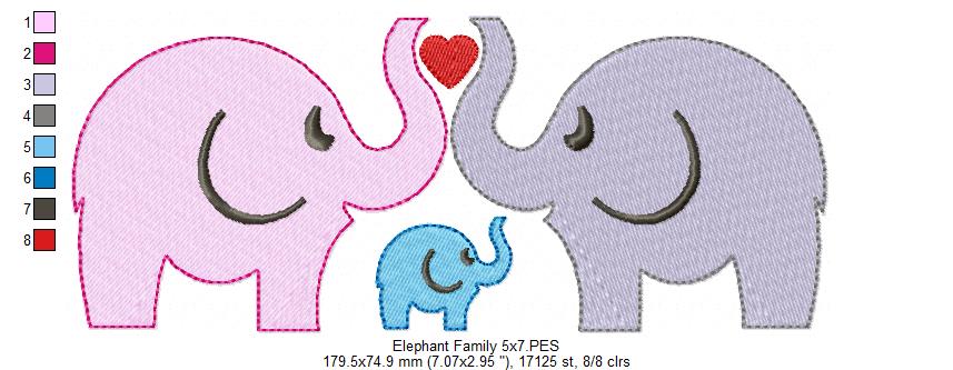 Elephant Family - Fill Stitch