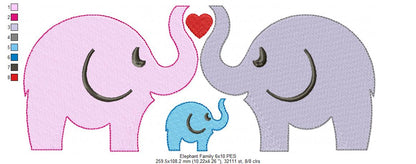 Elephant Family - Fill Stitch