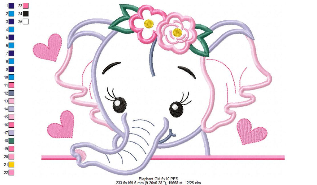 Elephant Girl - Applique