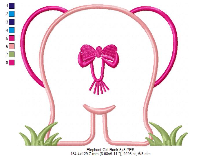 Elephant Girl Front and Back - Applique