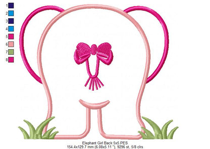 Elephant Girl Front and Back - Applique