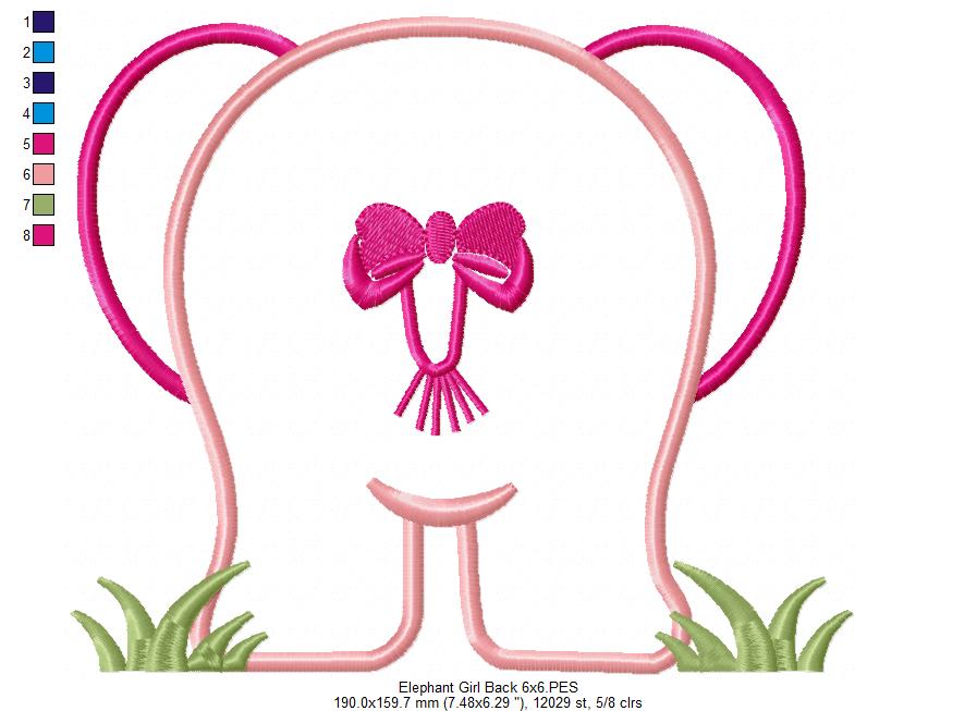 Elephant Girl Front and Back - Applique