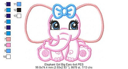 Elephant Girl Big Ears - Applique