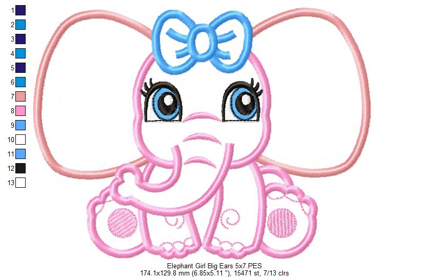 Elephant Girl Big Ears - Applique
