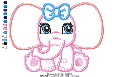 Elephant Girl Big Ears - Applique