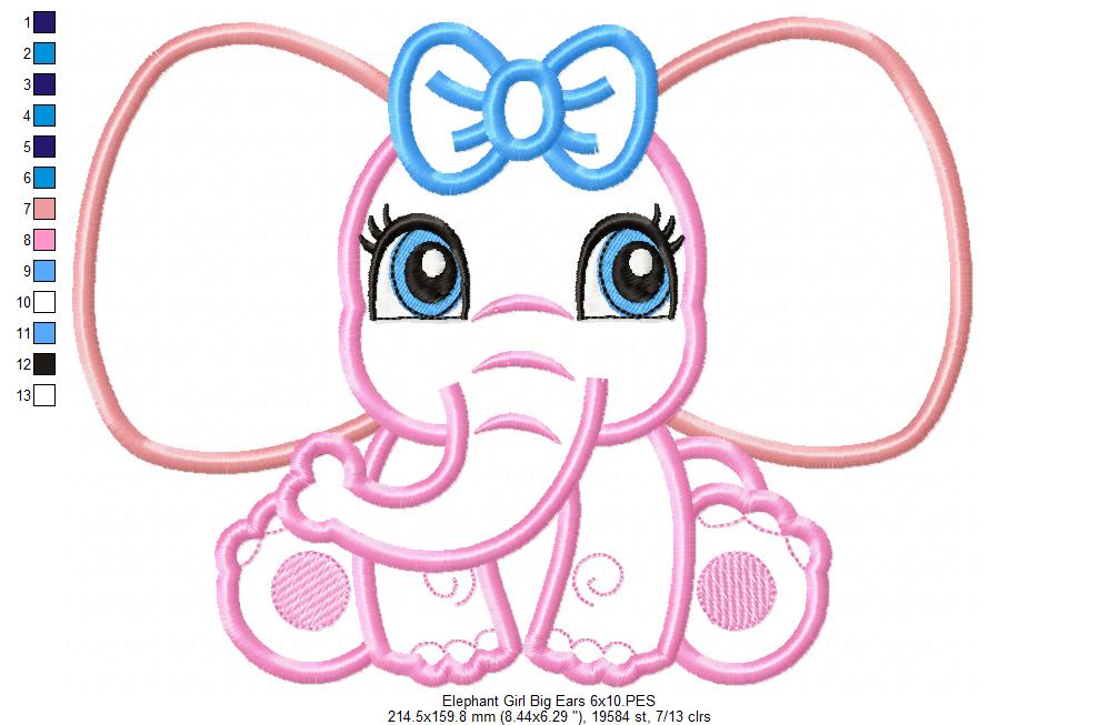 Elephant Girl Big Ears - Applique
