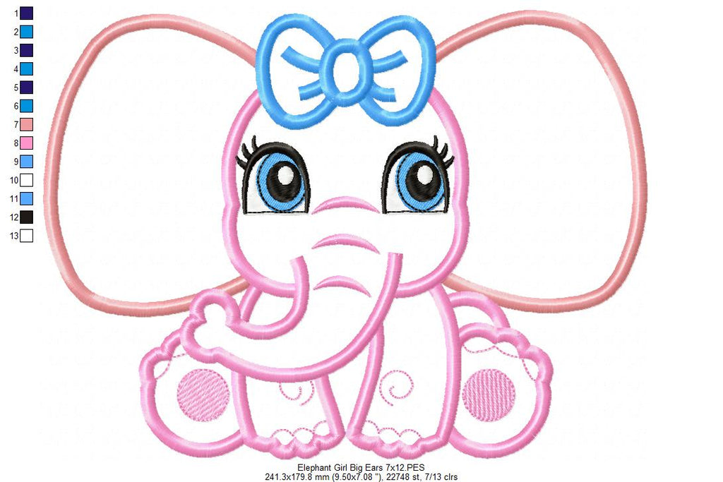 Elephant Girl Big Ears - Applique