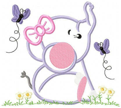 Sweet Elephant Girl - Appliqué - Machine Embroidery Design