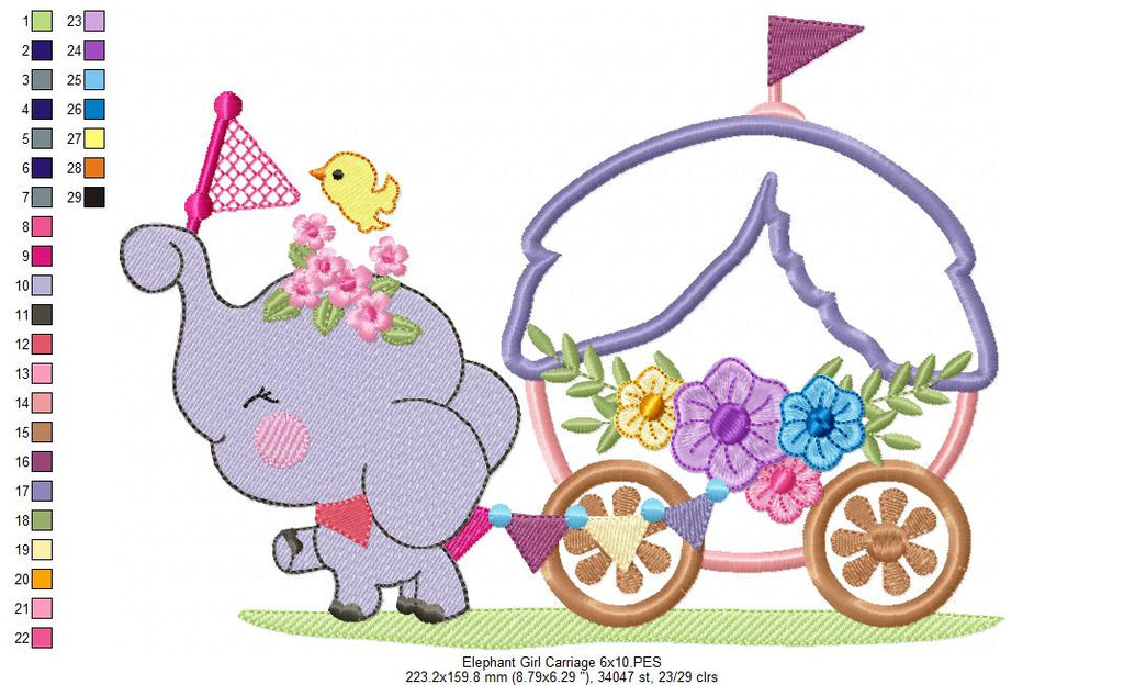 Elephant and Carriage - Applique Embroidery