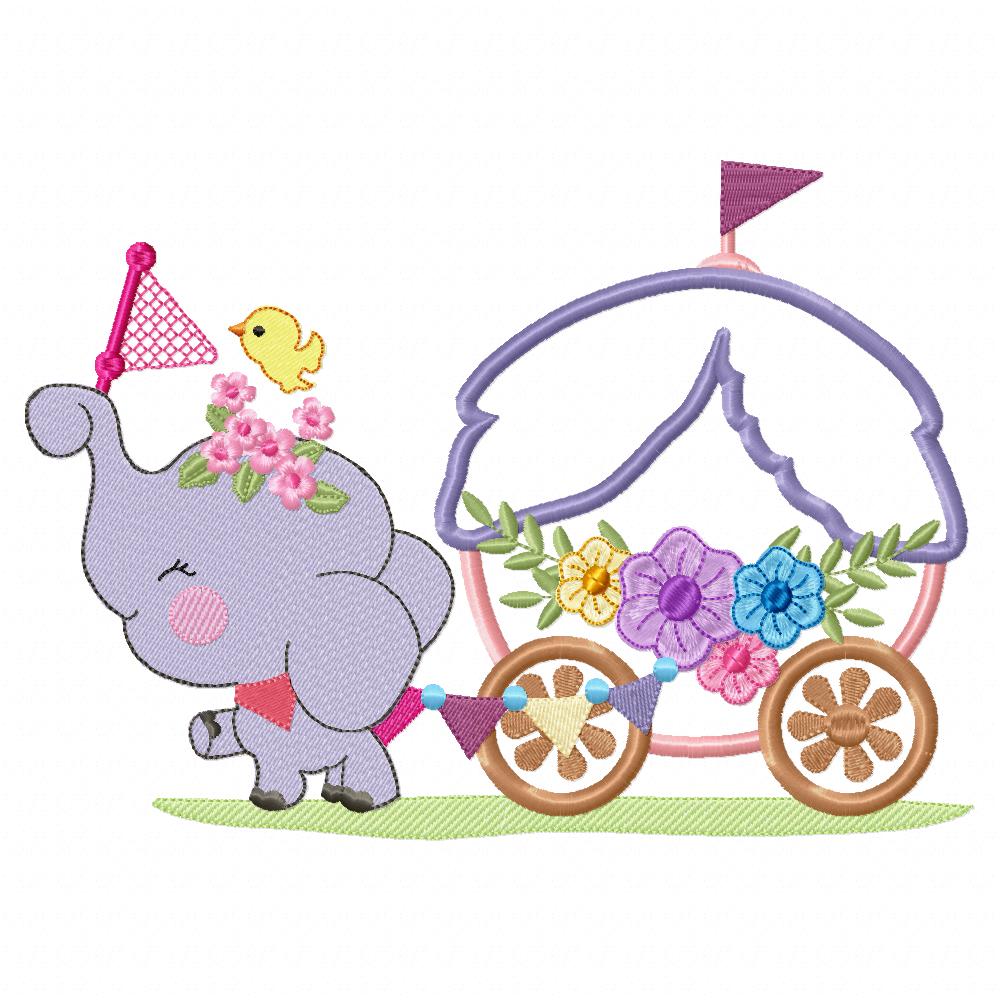 Elephant and Carriage - Applique Embroidery