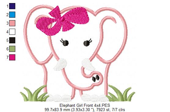 Elephant Girl Front and Back - Applique