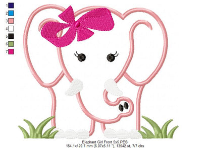 Elephant Girl Front and Back - Applique