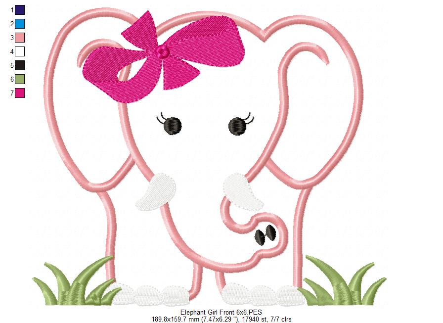 Elephant Girl Front and Back - Applique
