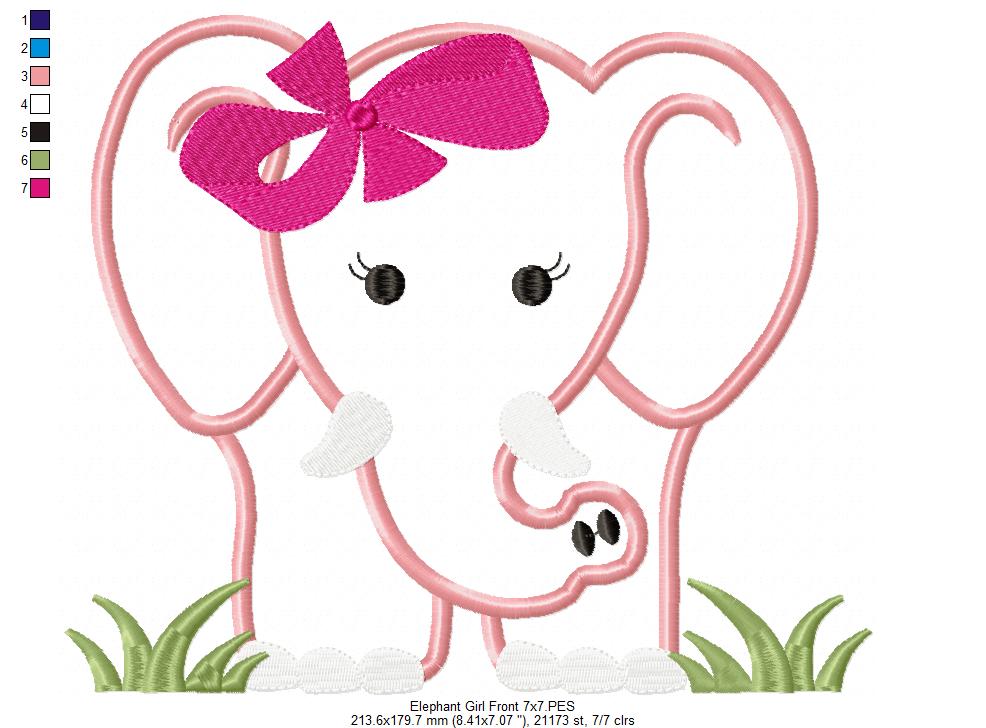 Elephant Girl Front and Back - Applique