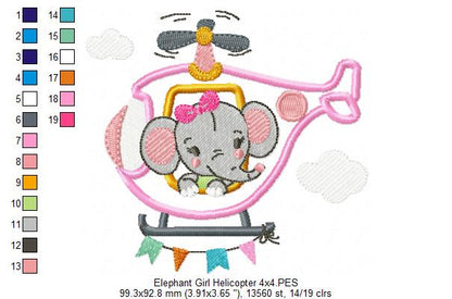 Elephant Girl in a Helicopter - Applique