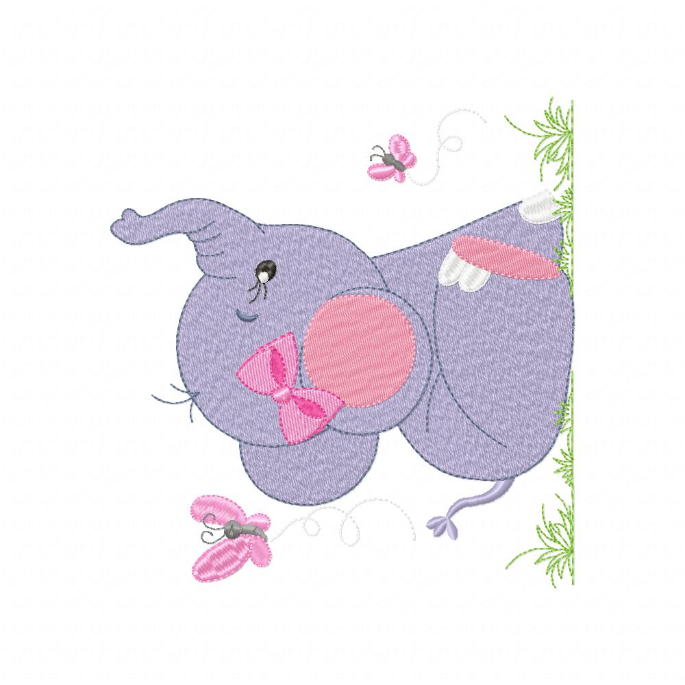 Elephant Girl - Fill Stitch - Machine Embroidery Design