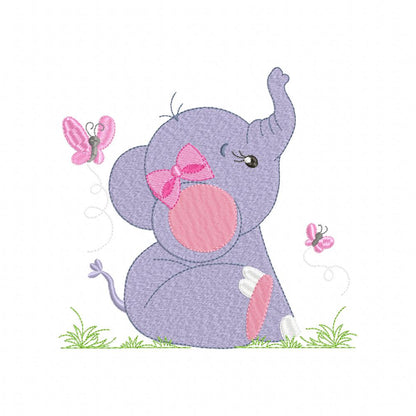 Elephant Girl - Fill Stitch - Machine Embroidery Design