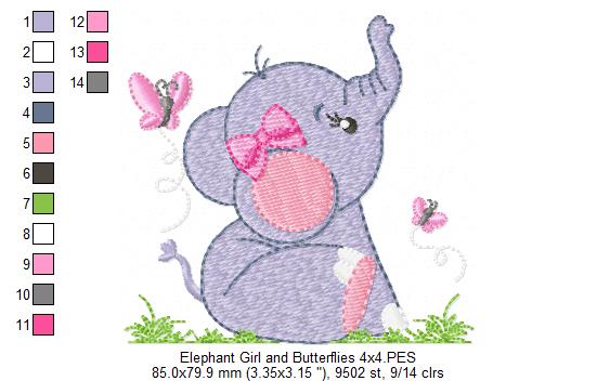 Elephant Girl - Fill Stitch - Machine Embroidery Design