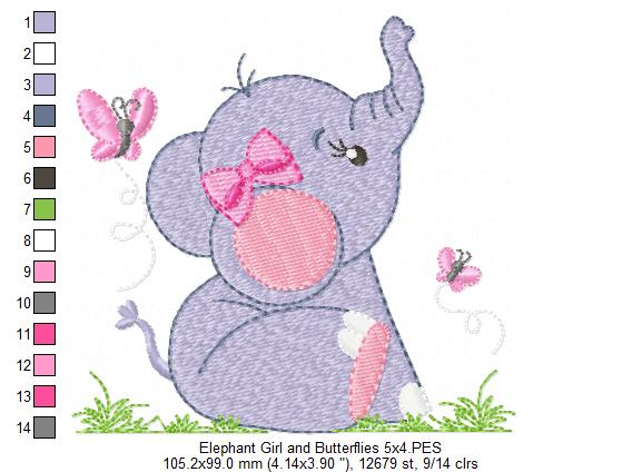 Elephant Girl - Fill Stitch - Machine Embroidery Design
