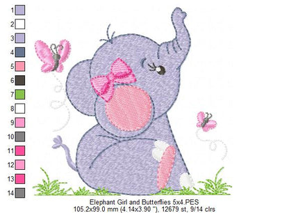 Elephant Girl - Fill Stitch - Machine Embroidery Design