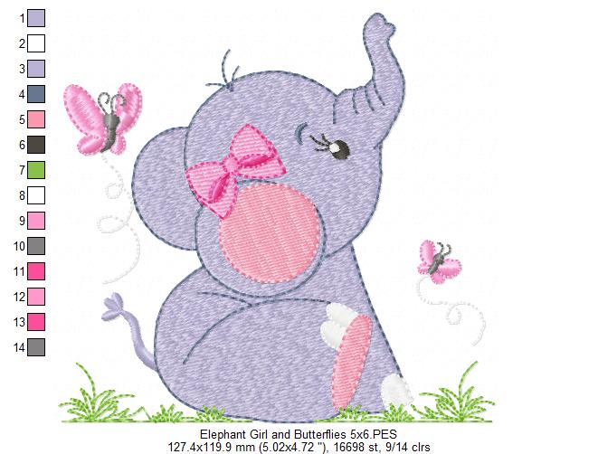 Elephant Girl - Fill Stitch - Machine Embroidery Design