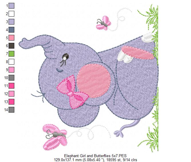 Elephant Girl - Fill Stitch - Machine Embroidery Design