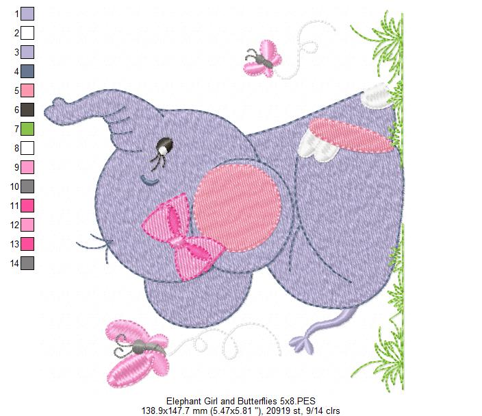 Elephant Girl - Fill Stitch - Machine Embroidery Design