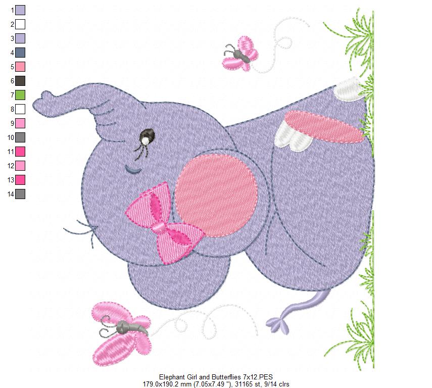 Elephant Girl - Fill Stitch - Machine Embroidery Design