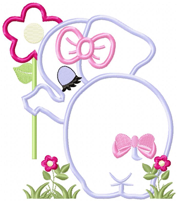 Elephant Girl with Flower - Applique Embroidery