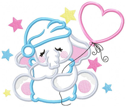 Elephant Hugging a Pillow - Applique