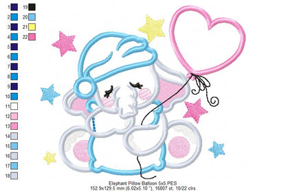 Elephant Hugging a Pillow - Applique