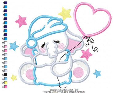 Elephant Hugging a Pillow - Applique